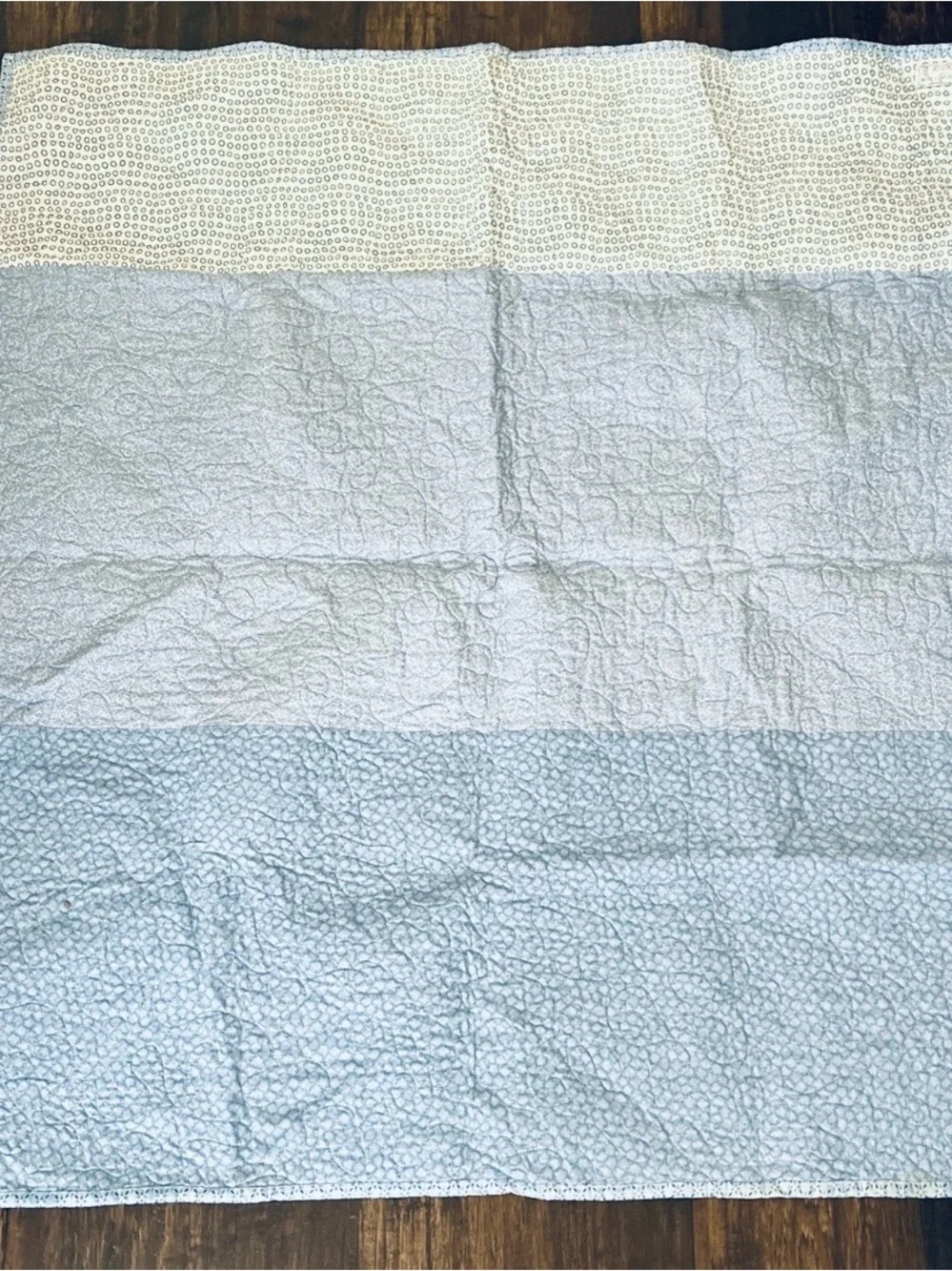 Patchwork Crib Quilt, Hand Made, Blue & White - Baby Decor